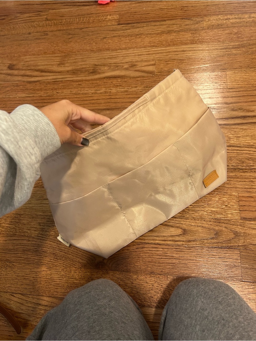 Beige Women's Nylon Pouch - Tote Bag Organizer